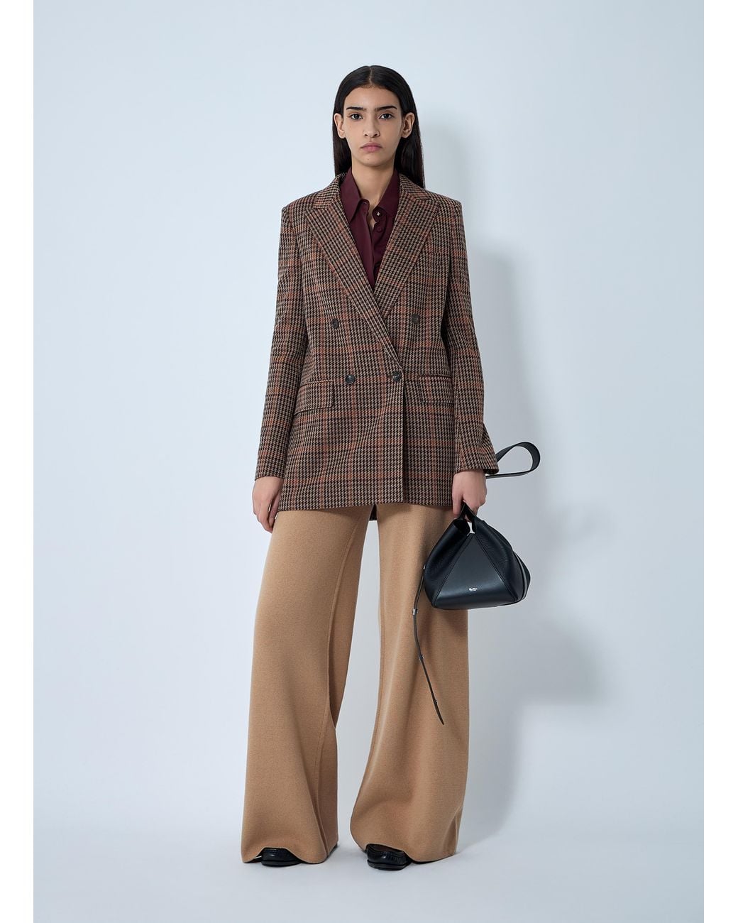 Max Mara Brown Check Double-Breasted Blazer
