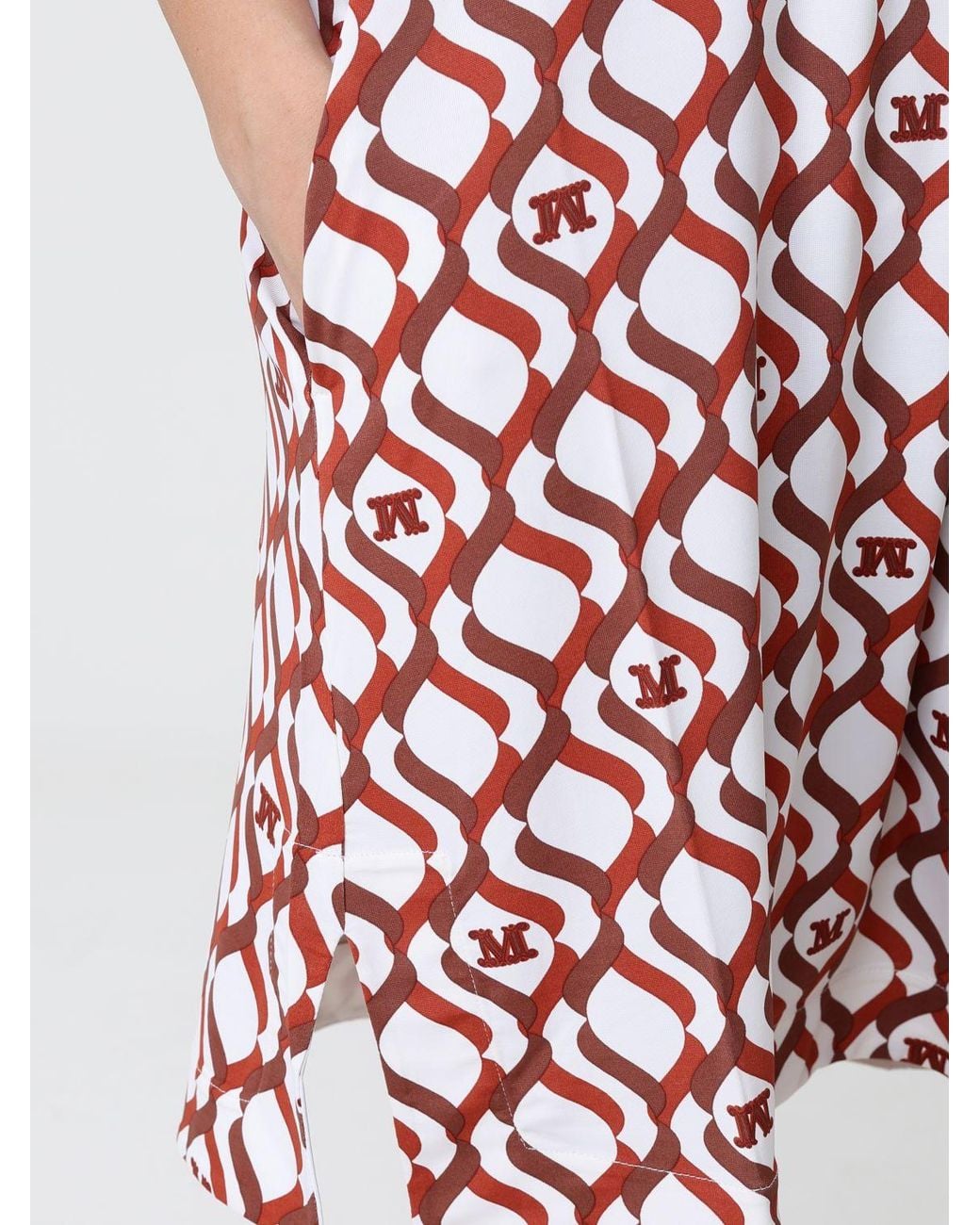 Max Mara Red Graphic Print Silk Mini Dress