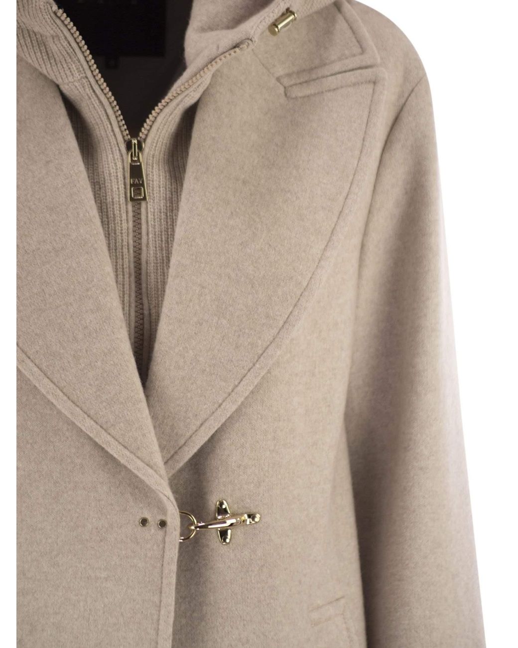 Fay Natural Double Front Wool Jersey Coat
