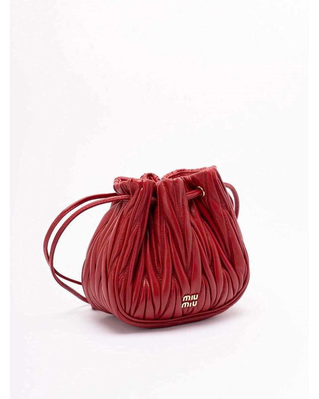 Miu Miu Red 'Matelassé' Nappa Leather Pouch