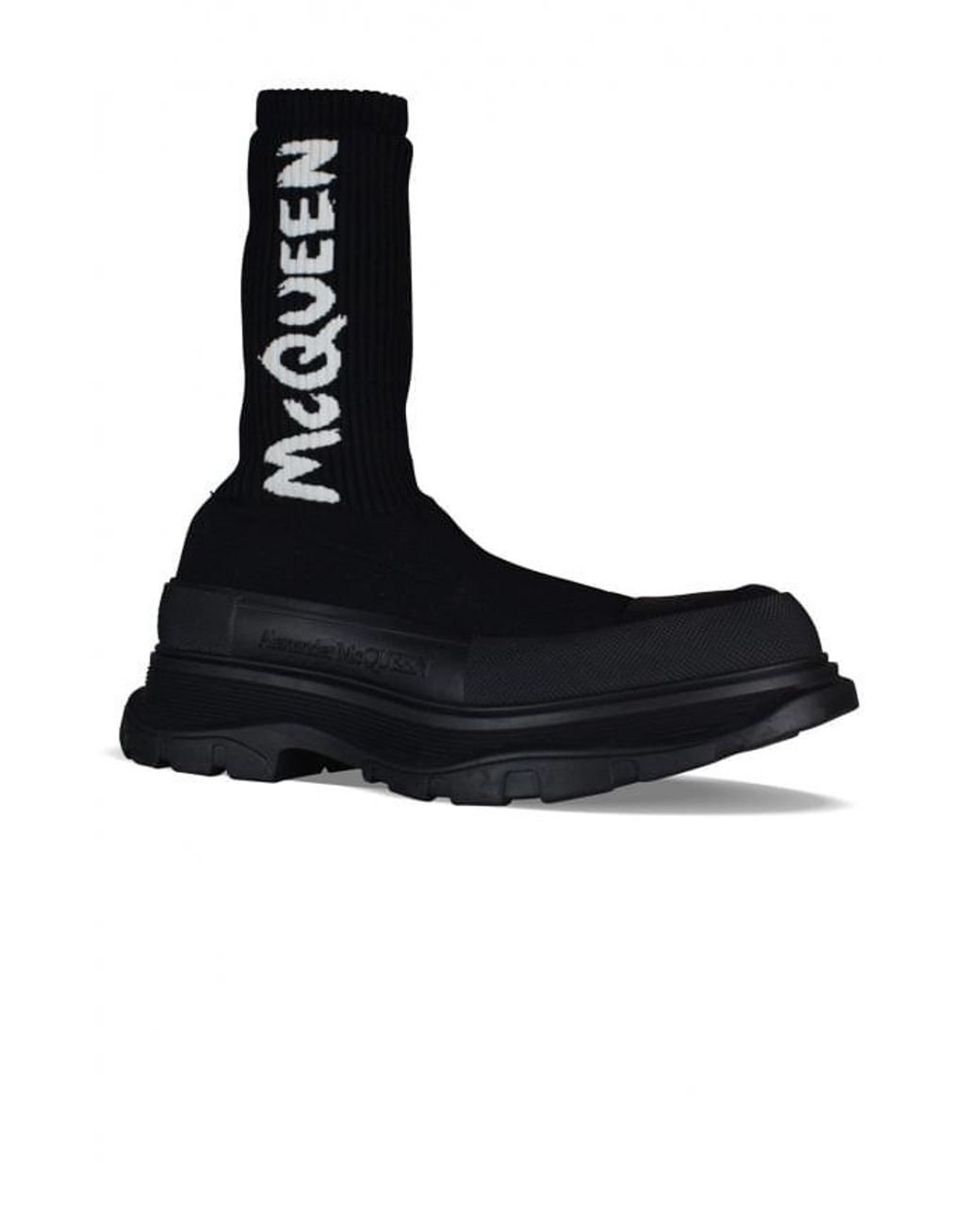 McQueen Black Tread Slick Boots for men