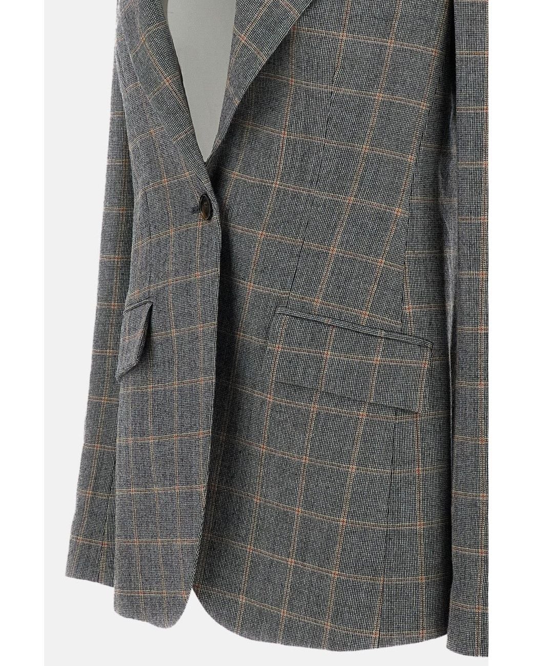 Stella McCartney Black Single Breasted Checked Blazer