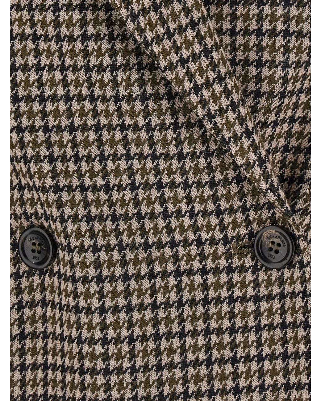 Max Mara Brown Slim Fit Houndstooth Double-Breasted Blazer