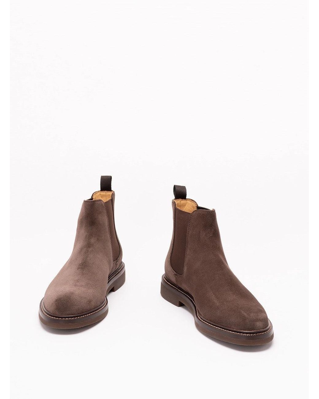 Brunello Cucinelli Brown Suede Chelsea Boots for men