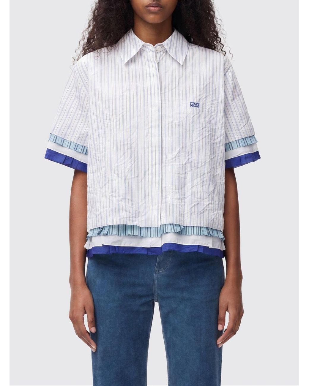 Loewe White Striped Cotton Blend Casual Shirt