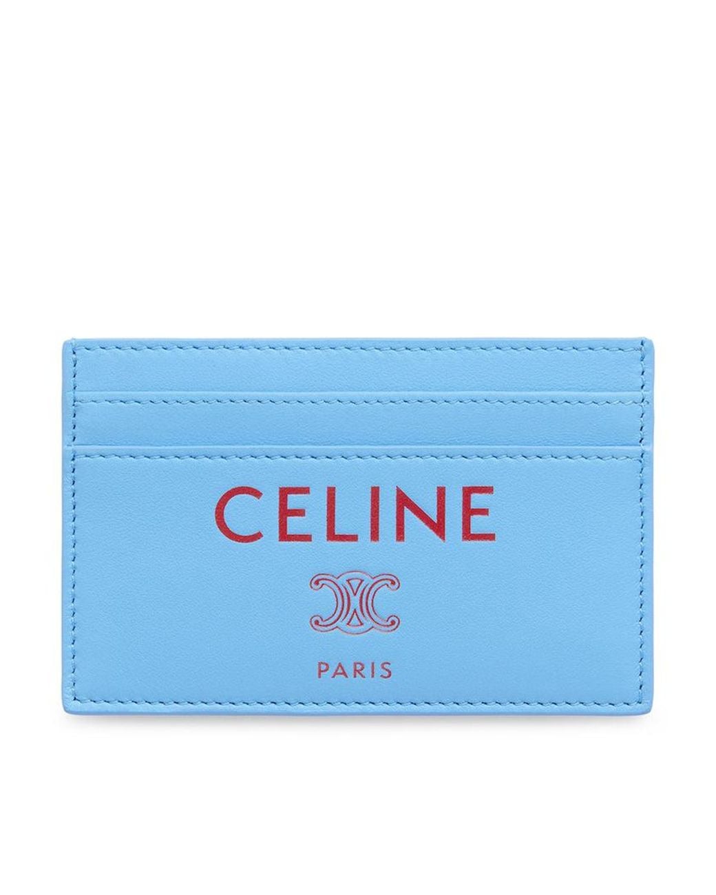 Céline Blue Smooth Lambskin Card Holder for men