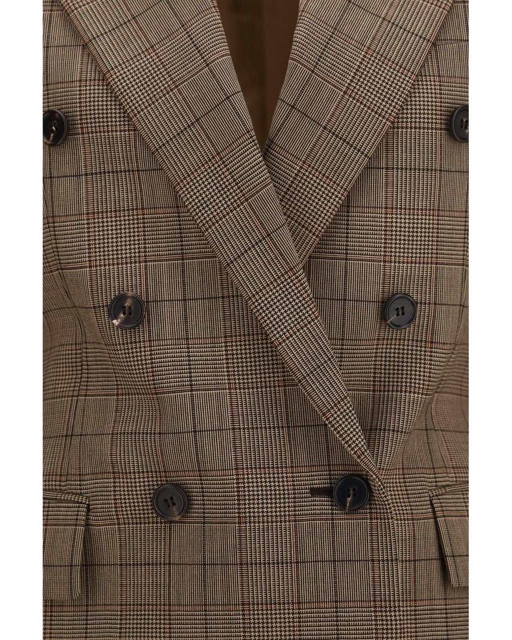 Chloé Brown Chloé Checked Double-Breasted Blazer