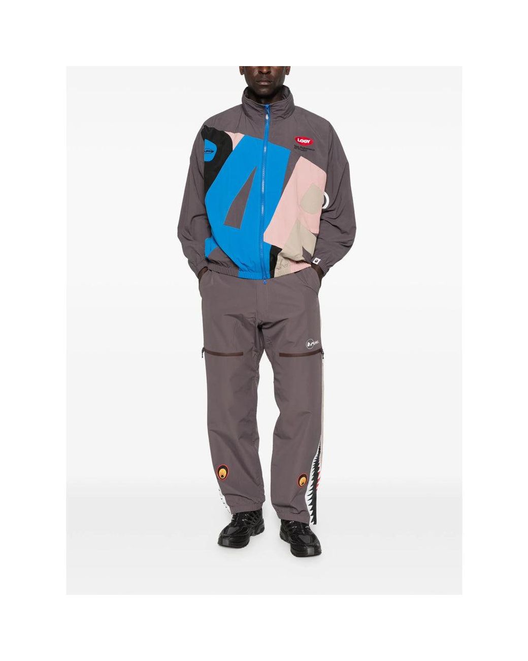 A Bathing Ape Gray Performance Track Pants for men
