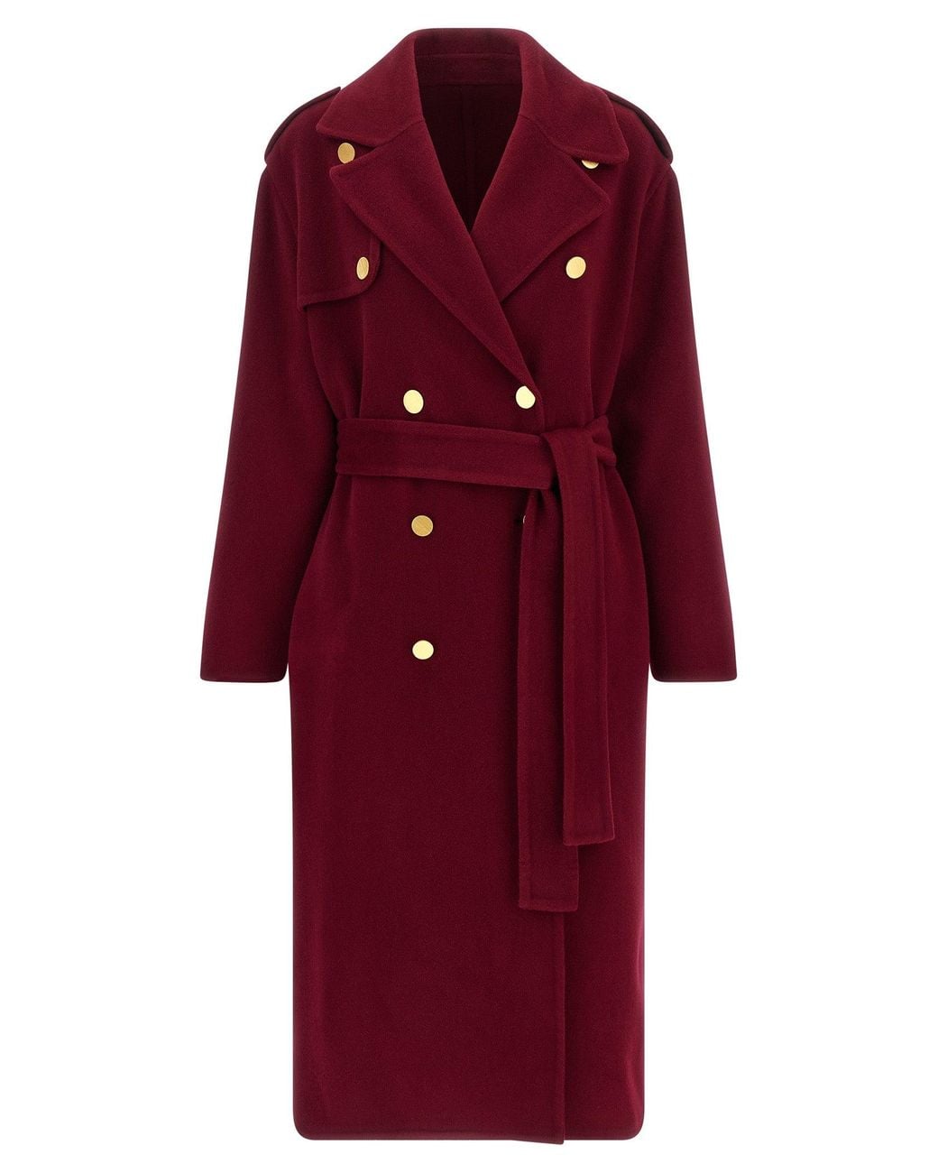 Alberta Ferretti Red Long Wool Coat