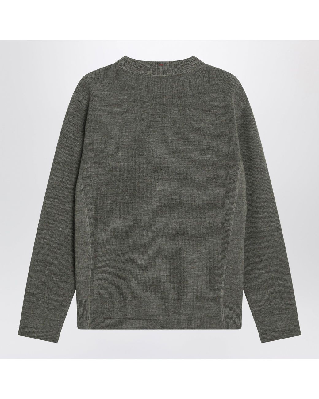 Moncler Gray Wool Sweater With Logo Patch for men