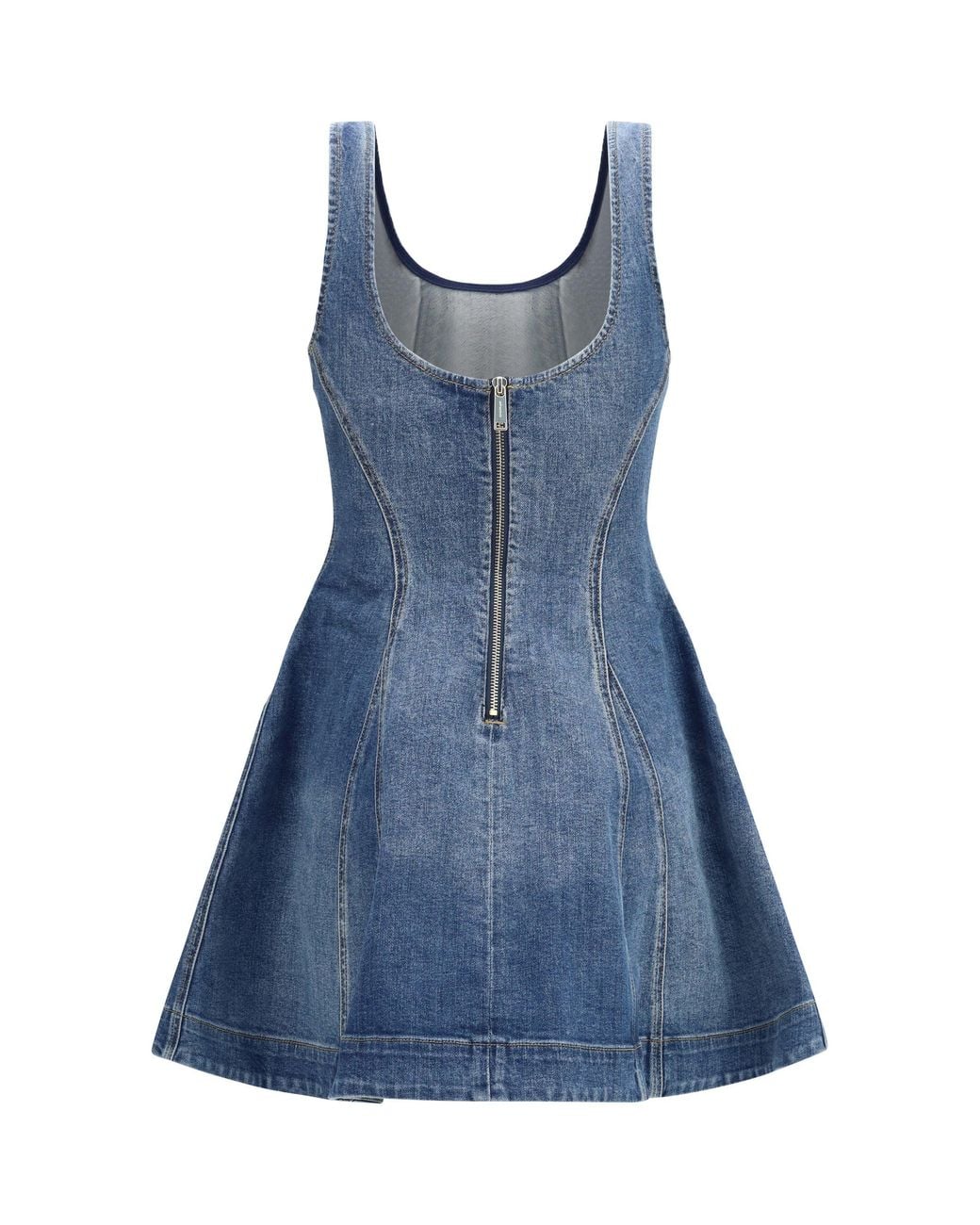 Self-Portrait Blue Denim Flared Mini Dress