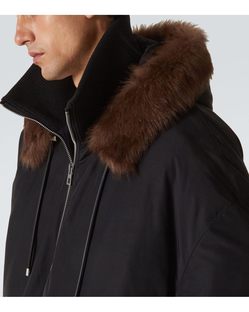Loewe Black Shearling-Trimmed Cotton-Blend Jacket for men