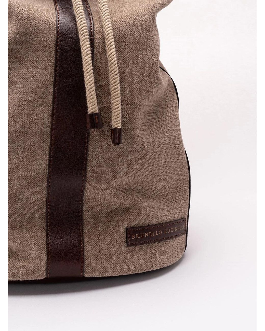 Brunello Cucinelli Brown Drawstring Backpack for men
