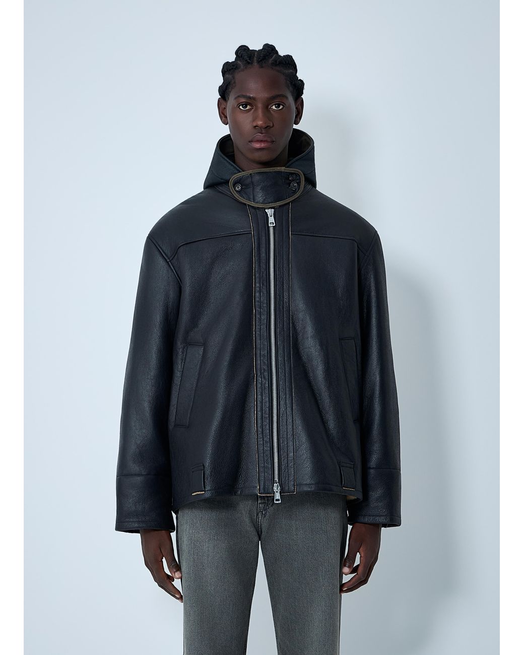 Our Legacy Blue Leather Blizzard Jacket for men