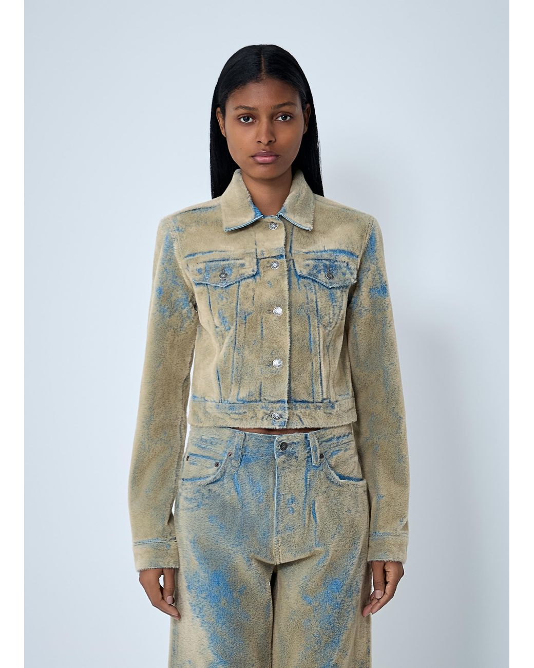 Acne Green Flocked Denim Jacket