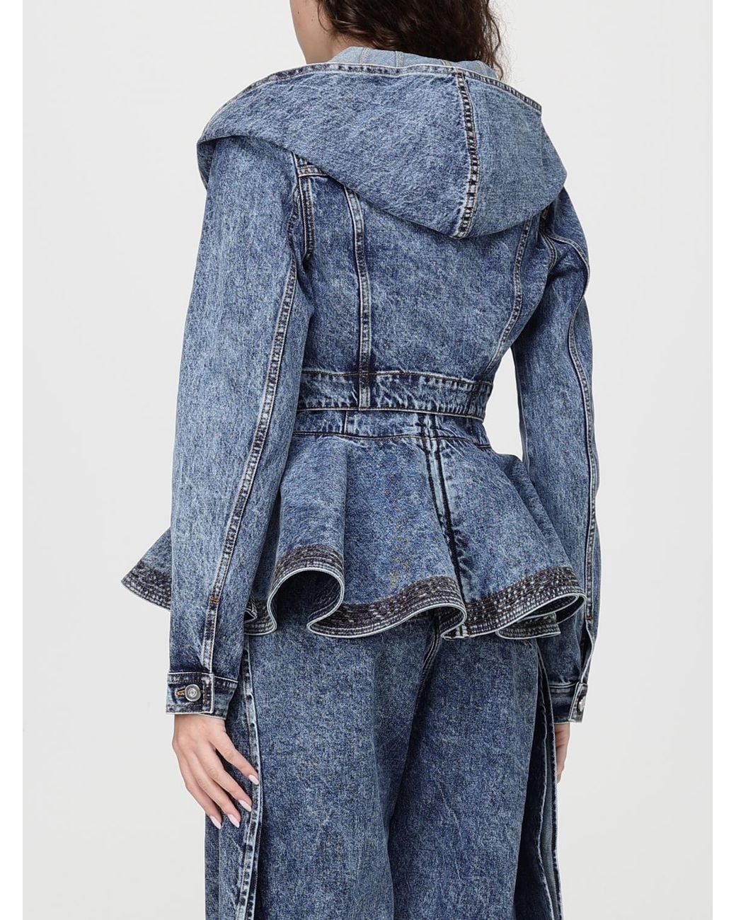 Alaïa Blue Denim Hooded Jacket