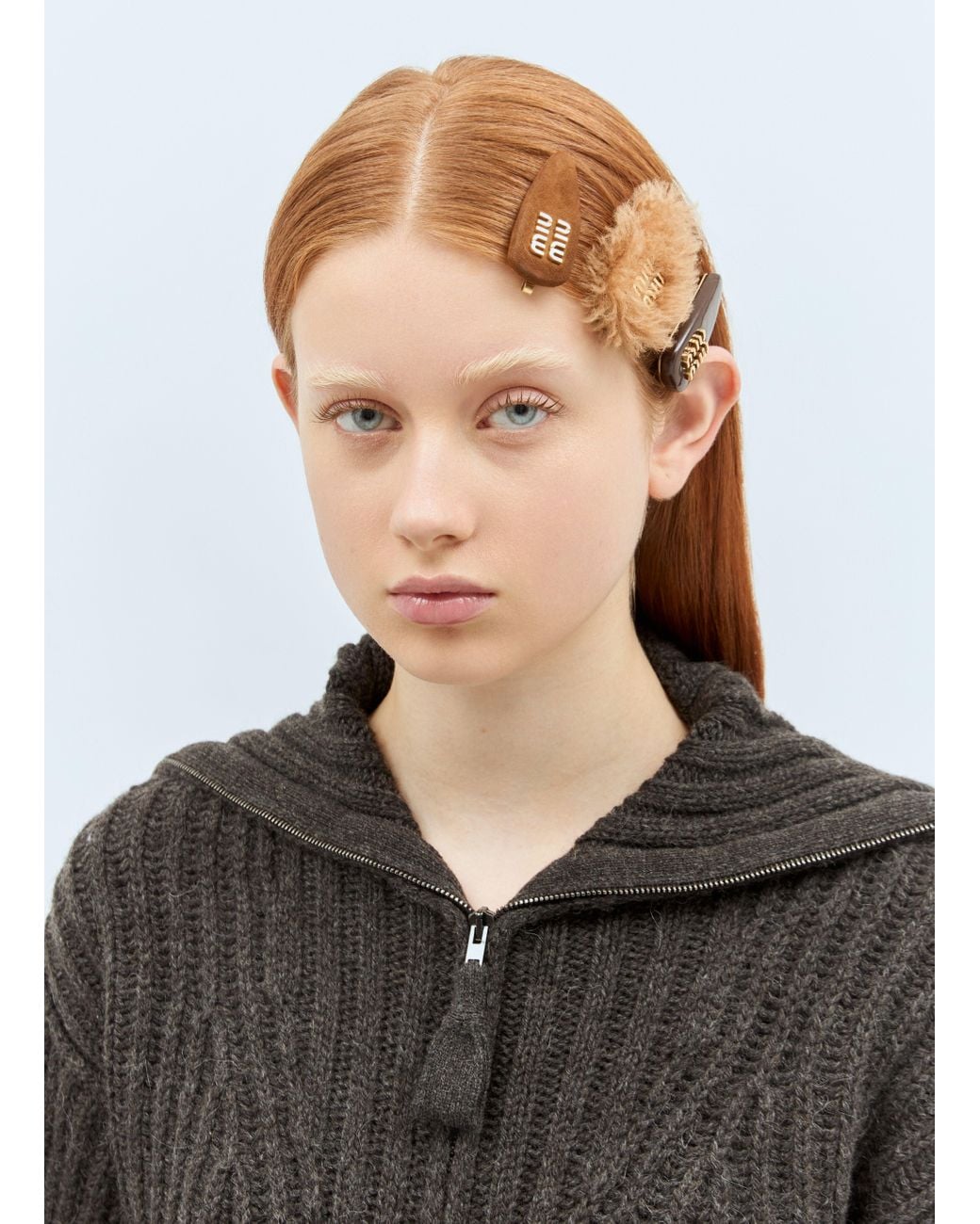 Miu Miu Set Of Three Logo Hair Pins in Black | Lyst