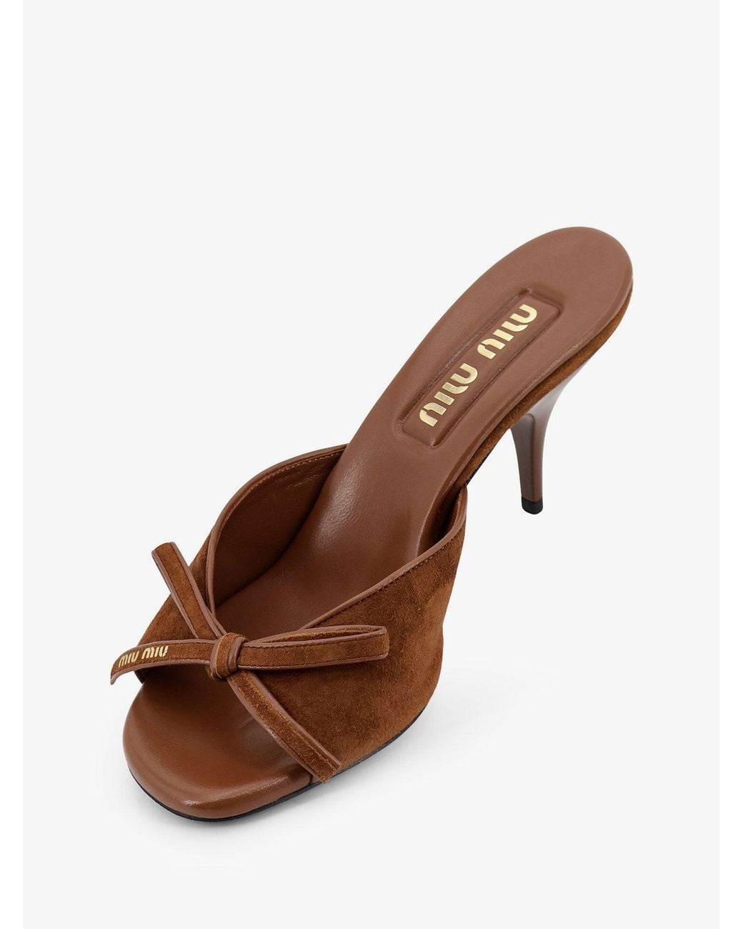 Miu Miu Brown Suede Sandals With Bow Detail On The Front