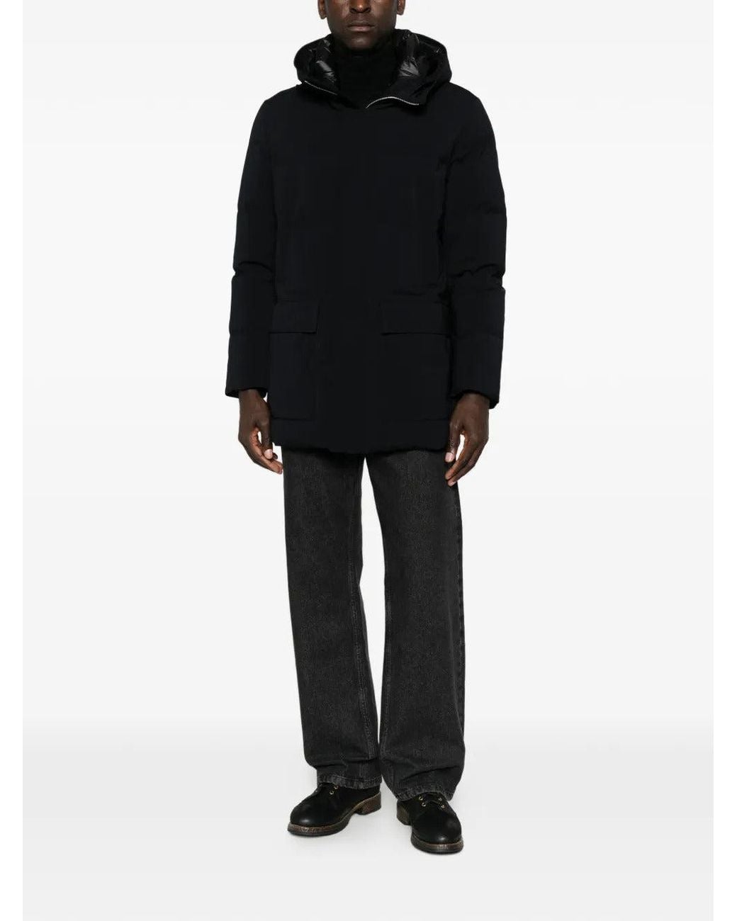 Montecore Black Padded Hooded Jacket for men