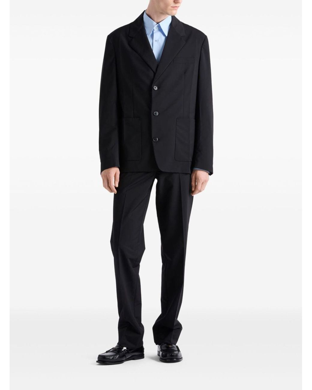 Prada Blue Triangle-Logo Trousers for men