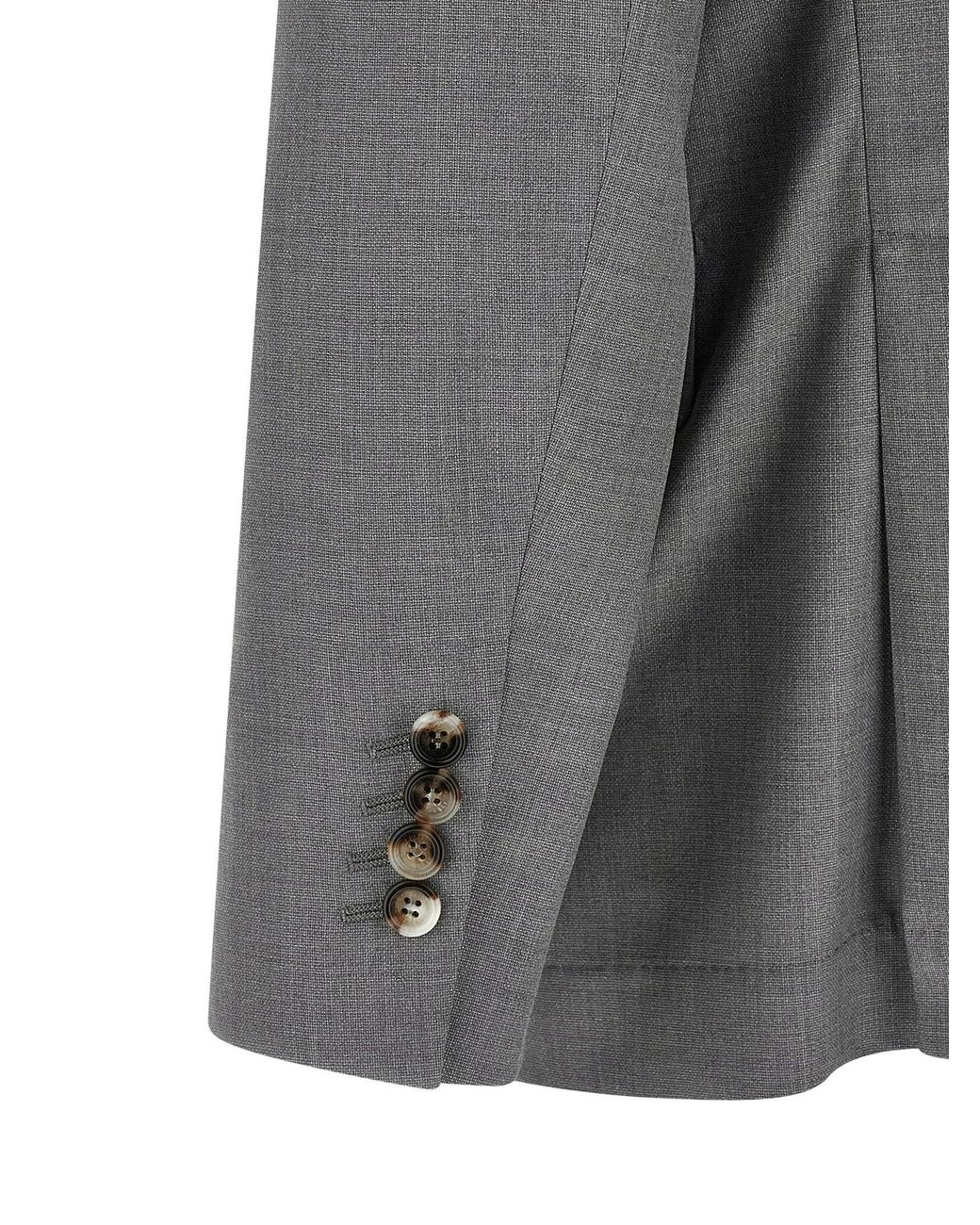 Brunello Cucinelli Gray Hopsack Blazer for men