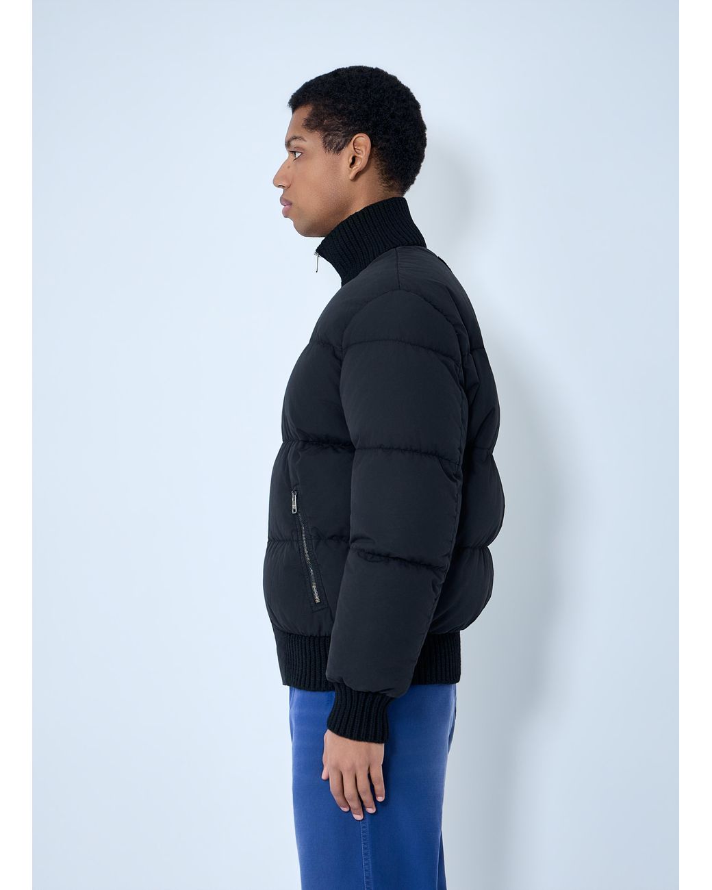 Prada Blue High-Neck Puffer Jacket for men