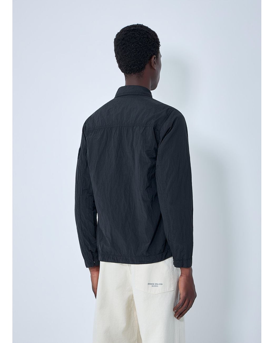 Stone Island Blue Zip-Front Technical Jacket for men