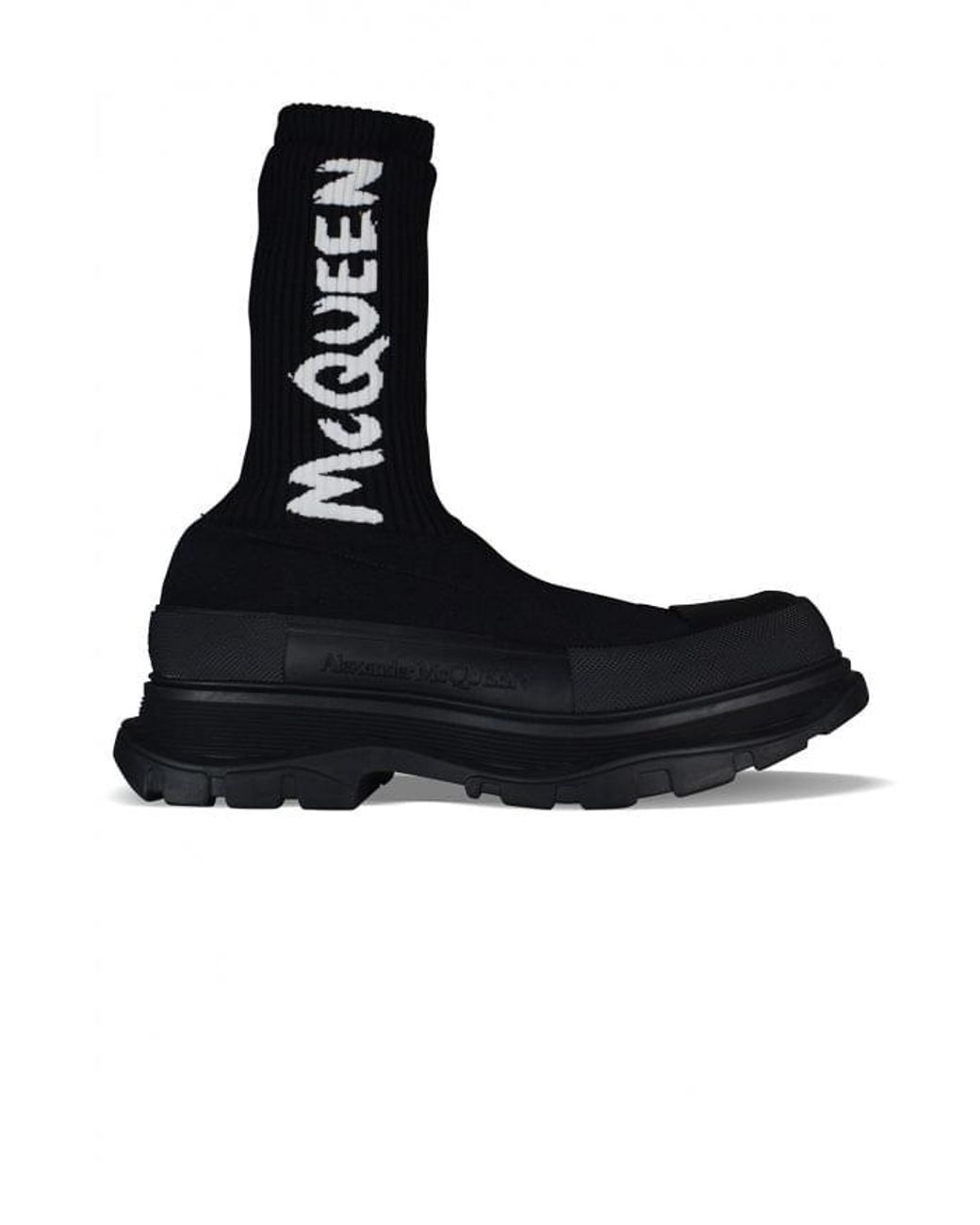 McQueen Black Tread Slick Boots for men