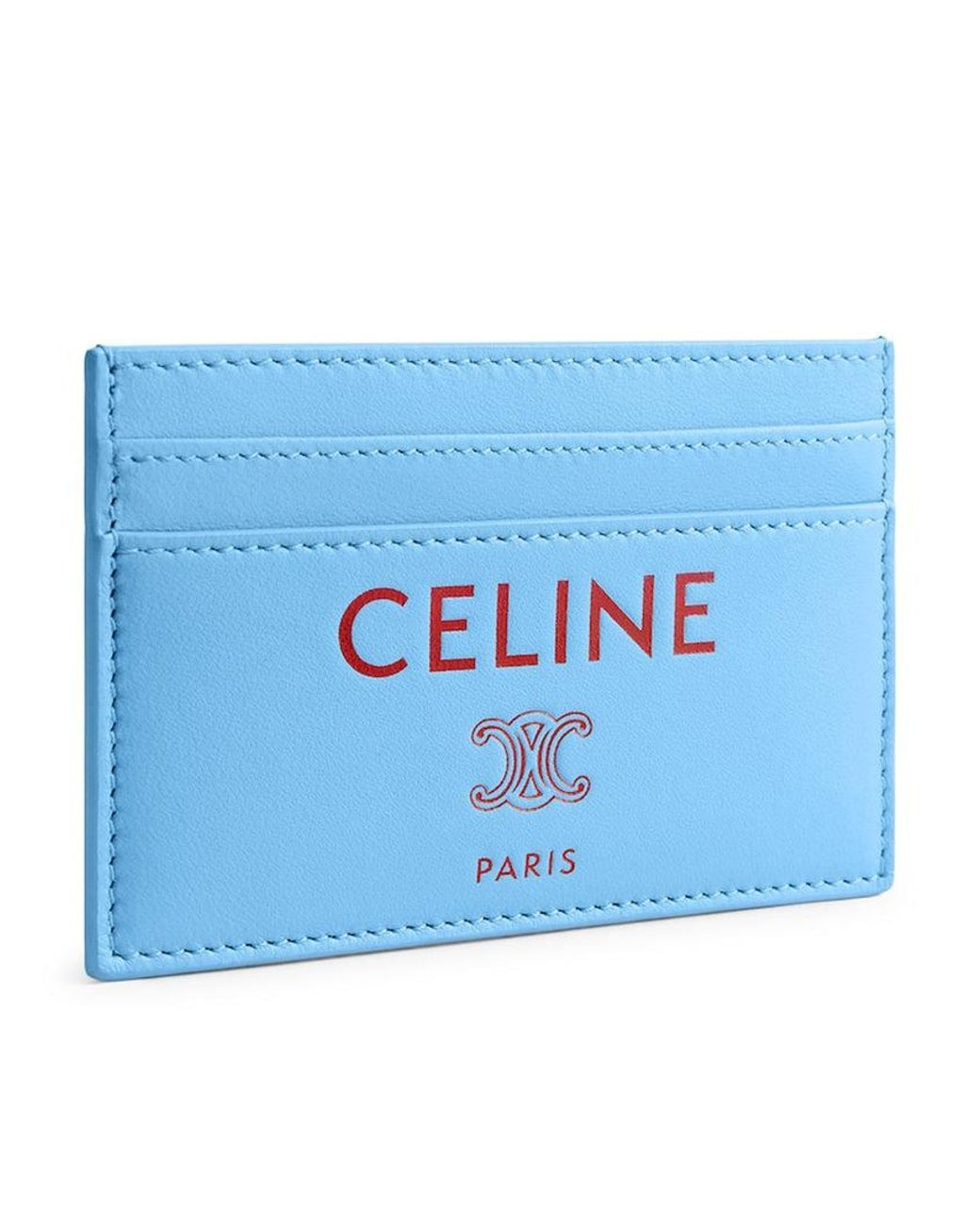 Céline Blue Smooth Lambskin Card Holder for men