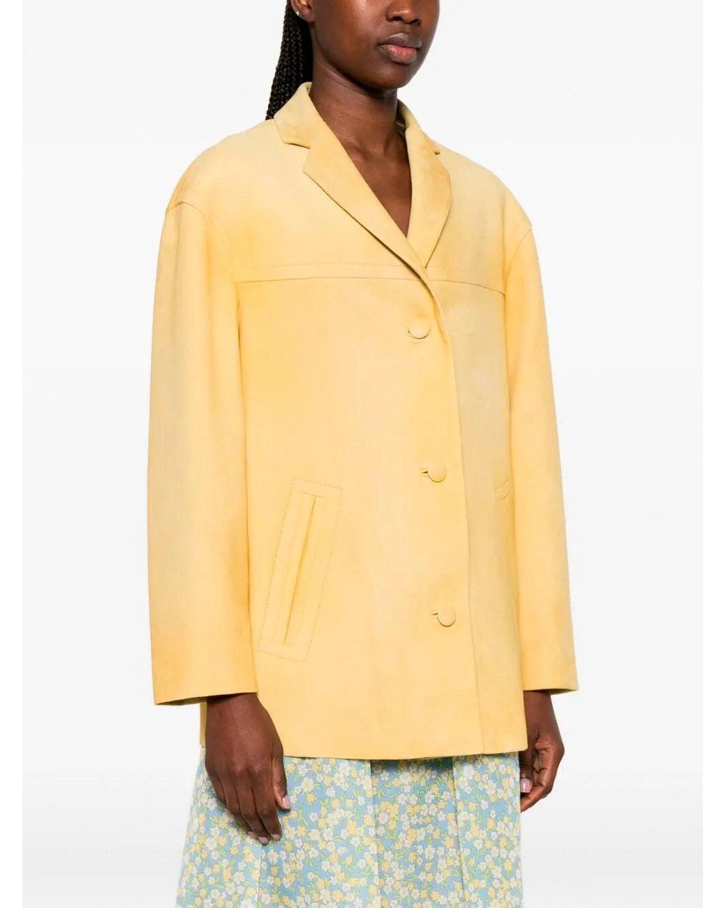 Prada Yellow Leather Jacket