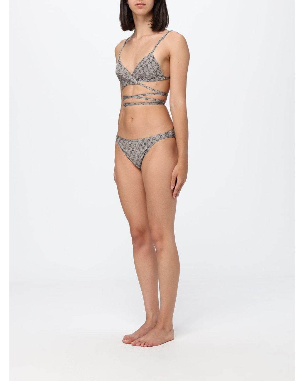 Gucci White Gg Monogram Jersey Triangle Bikini