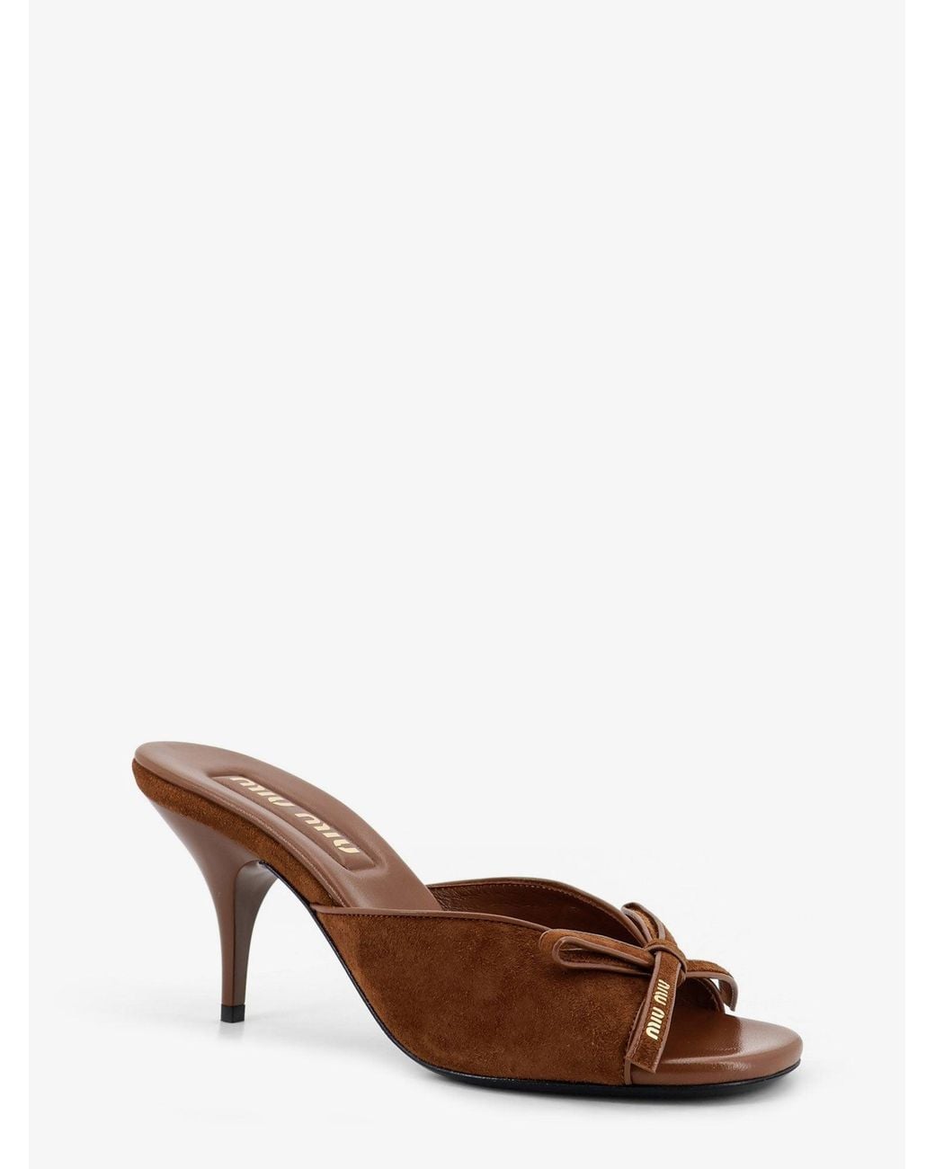 Miu Miu Brown Suede Sandals With Bow Detail On The Front