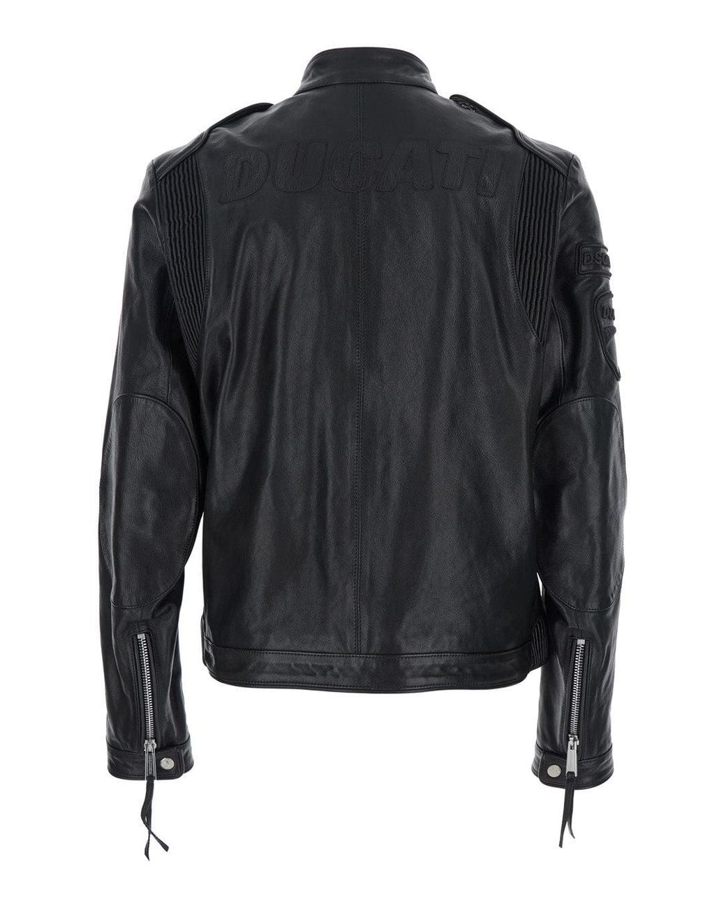 DSquared² Black 'Ducati X D2' Jacket With Mandarin Collar And Logo Embossed On The Back for men