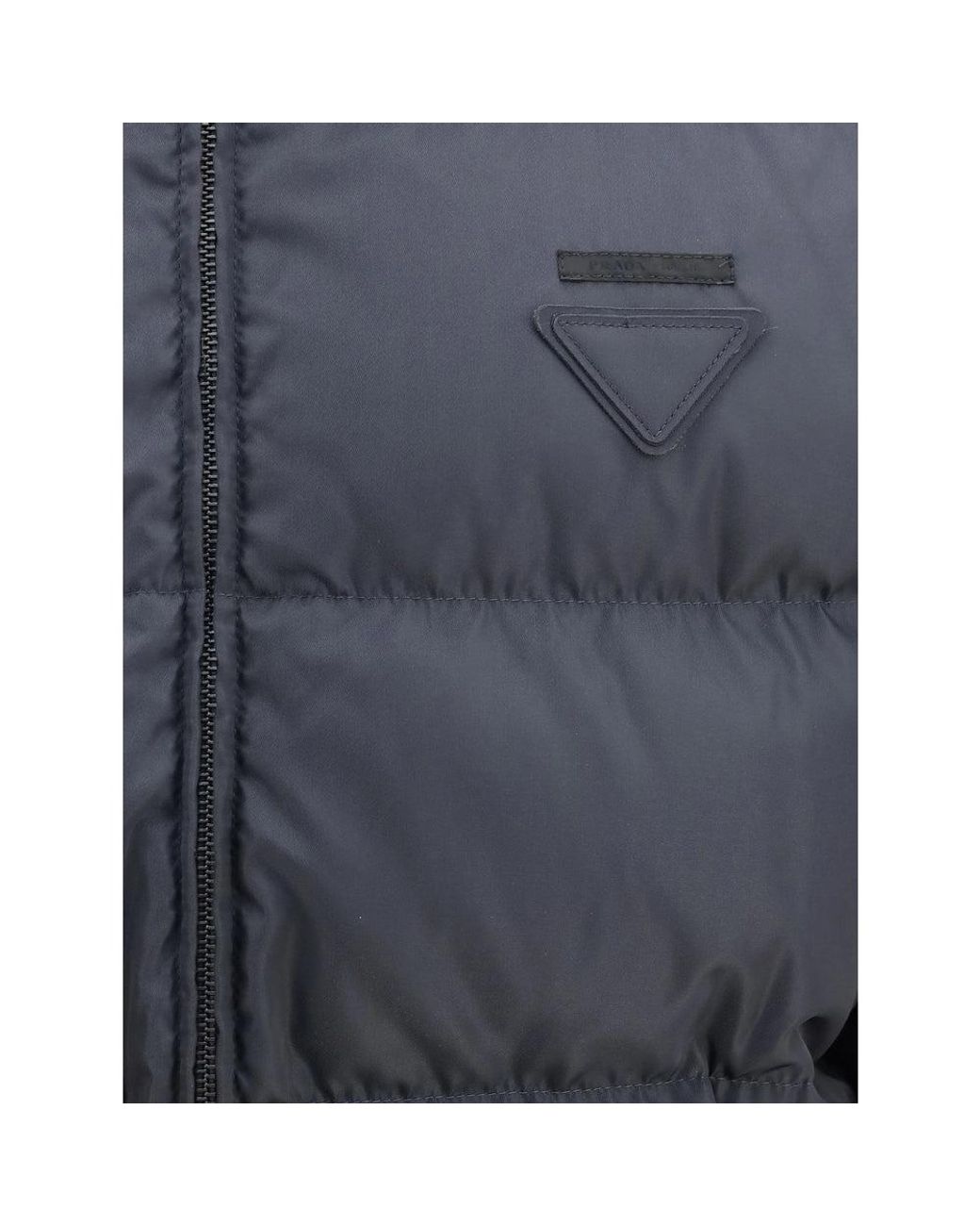 Prada Blue Prada Padded High-Neck Down Jacket for men