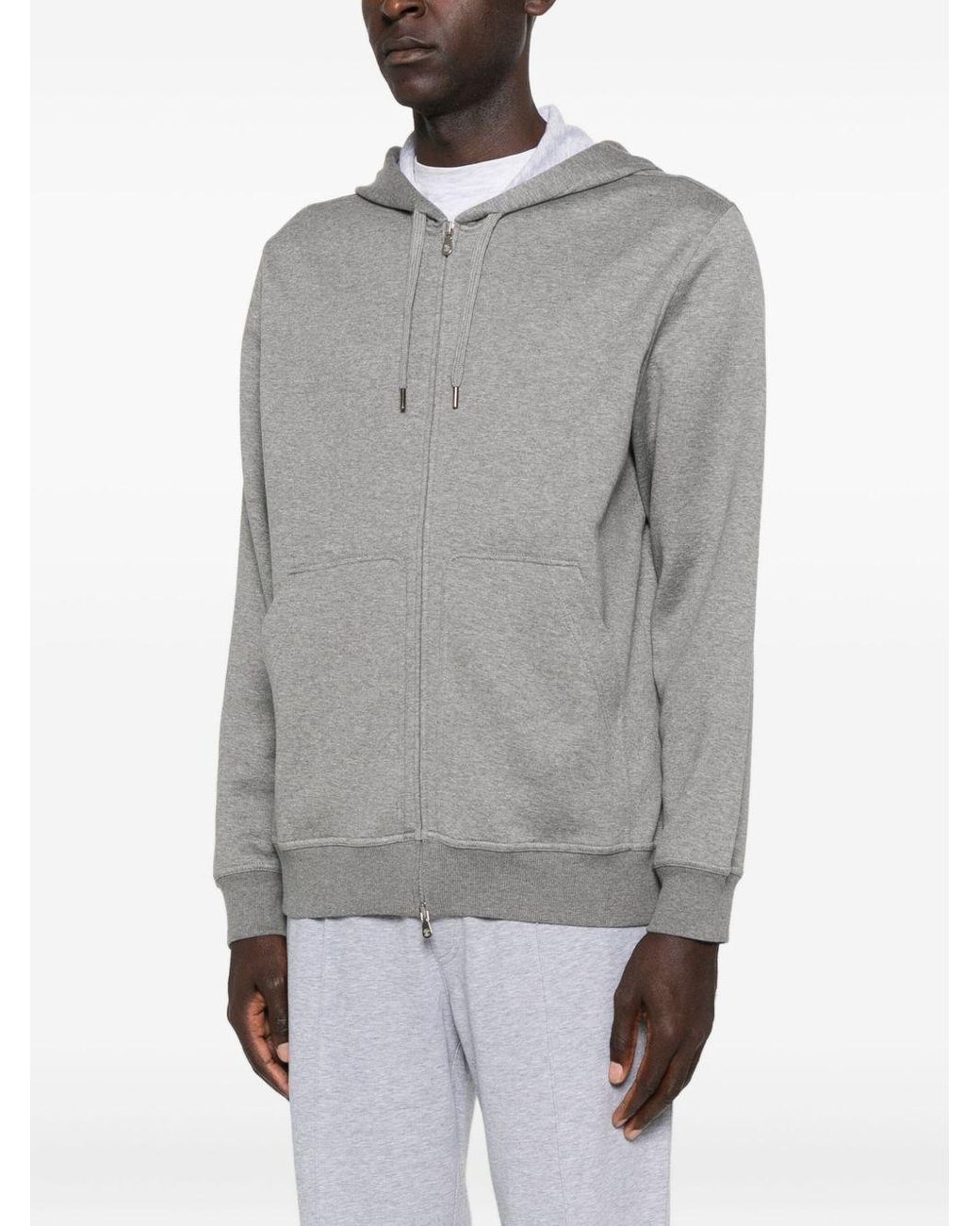Brunello Cucinelli Gray Cotton Blend Hoodie for men
