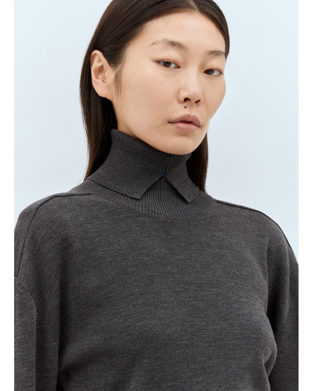 Burberry Gray Wool High Neck Sweater