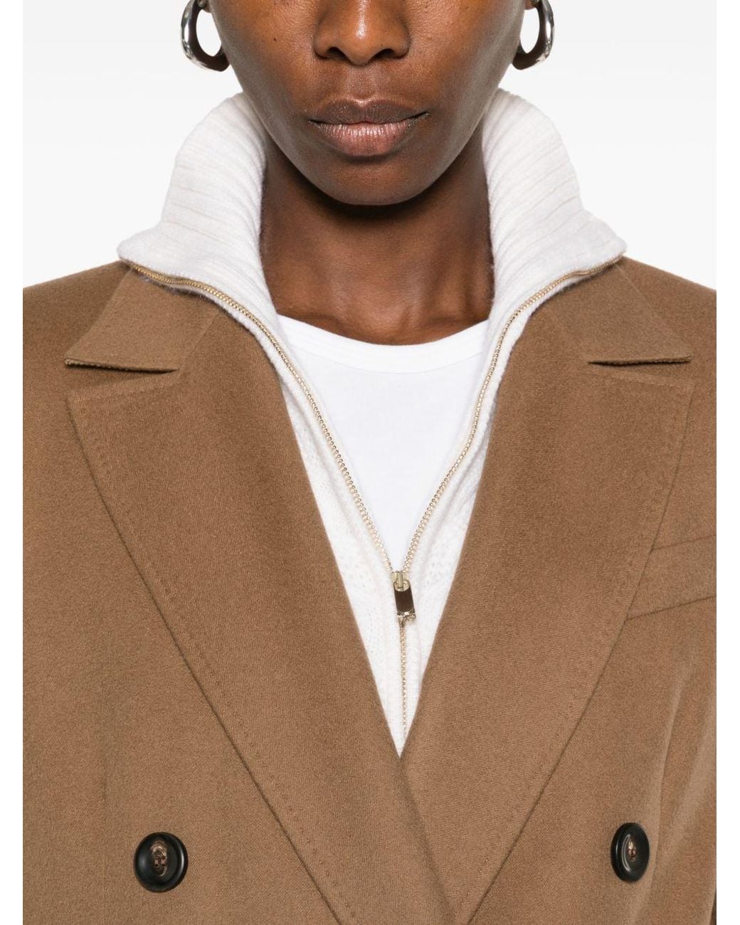 Max Mara Brown Wool Double-Breasted Jacket By