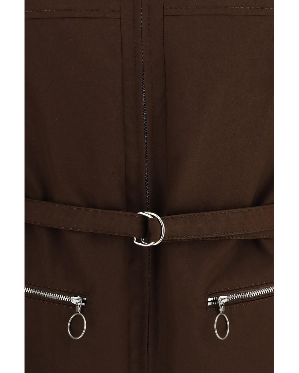 Prada Brown Technical Fabric Jacket With Belt for men
