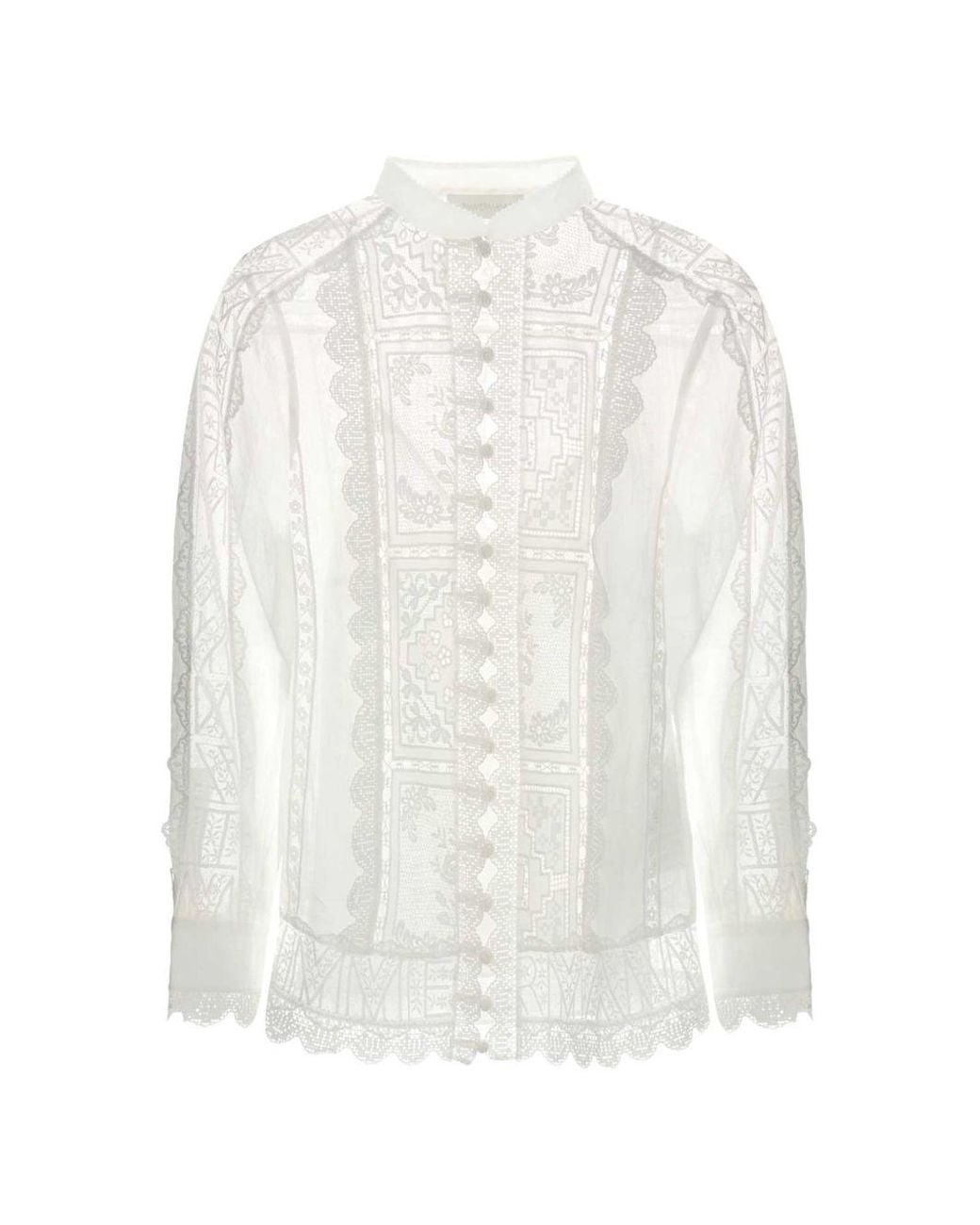 Zimmermann White Aster Embroidered Blouse