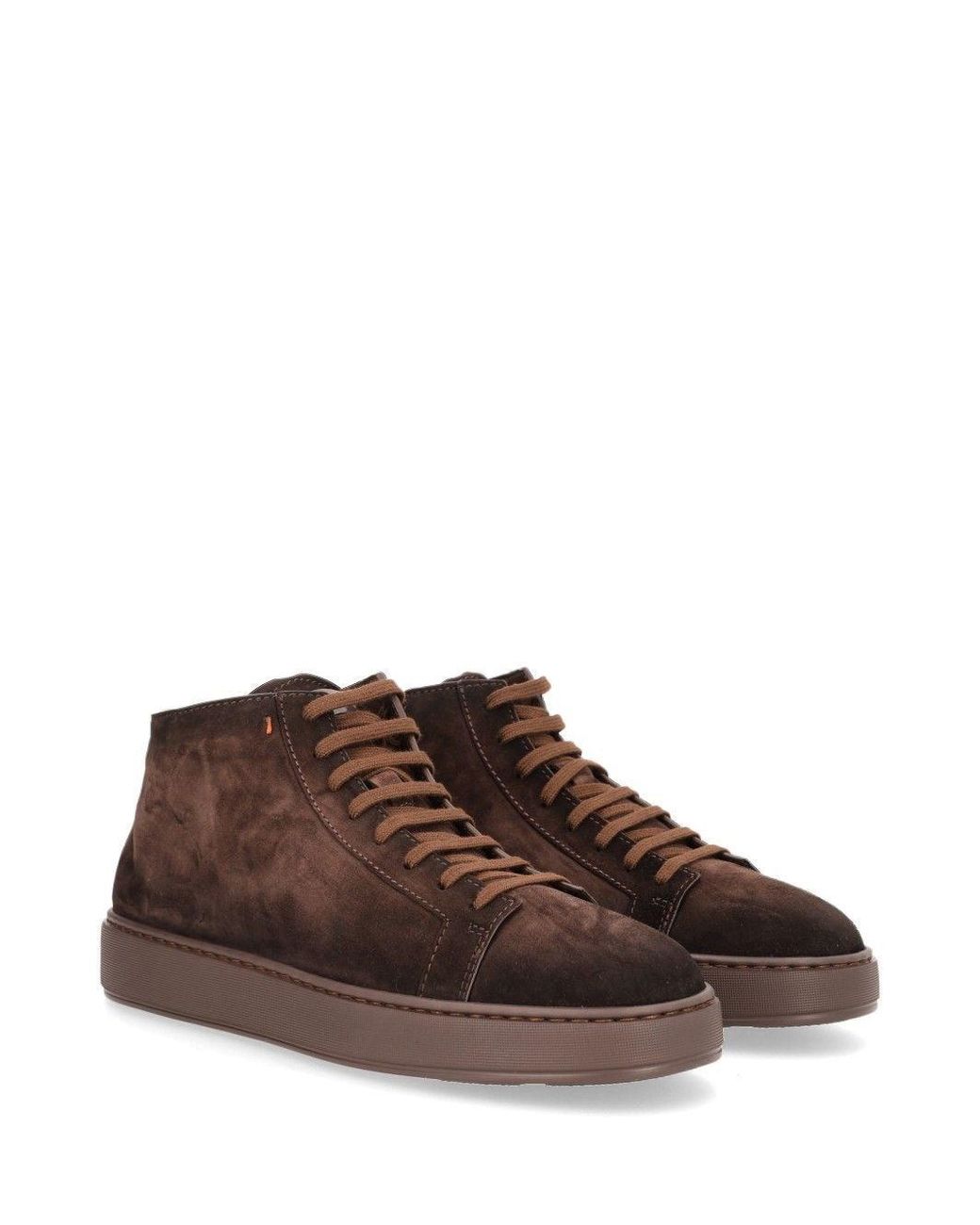 Santoni Brown Sneaker Boot With Side Zip for men
