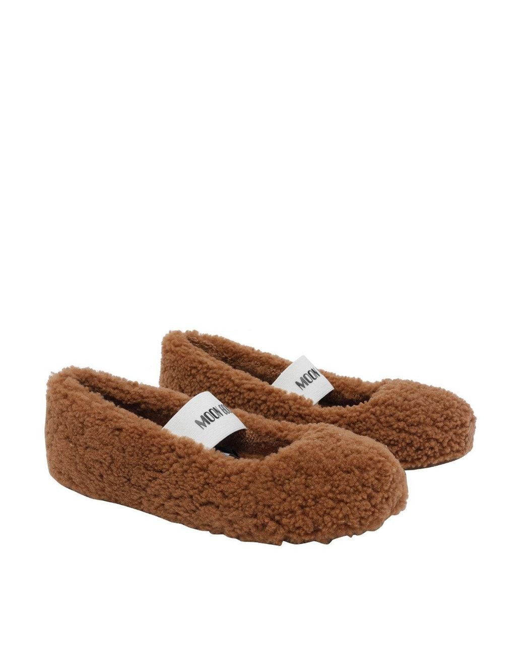 Moon Boot Brown Shearling Flats