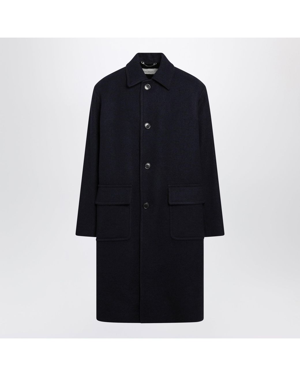 Dries Van Noten Blue Single-Breasted Wool Coat for men