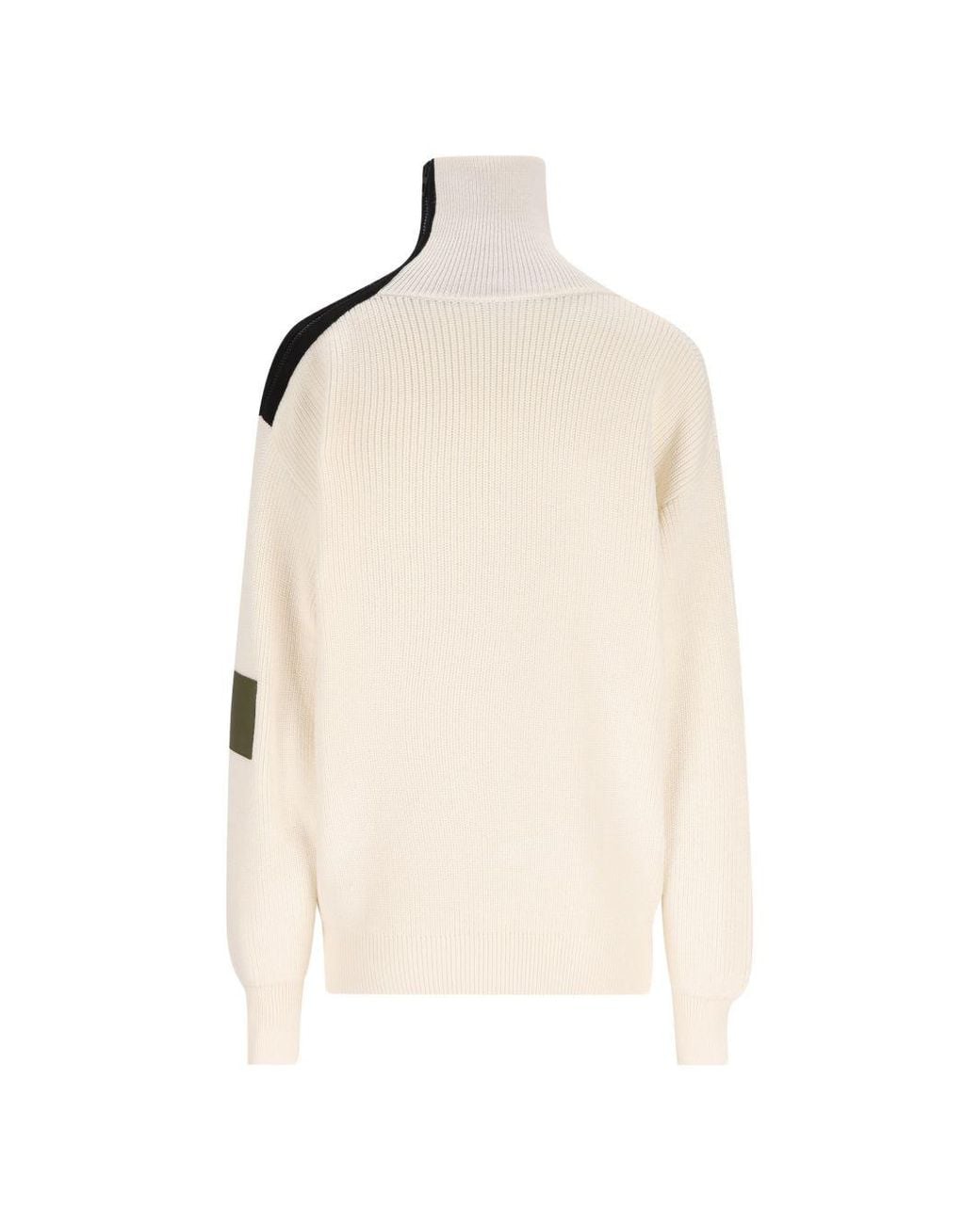Loewe White Wool Halfzip Sweater