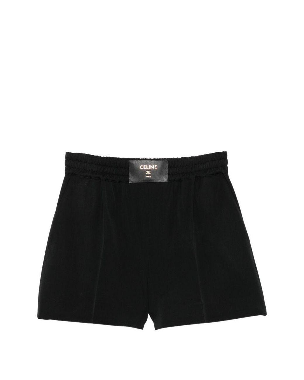 Céline Black Logo Wool Shorts
