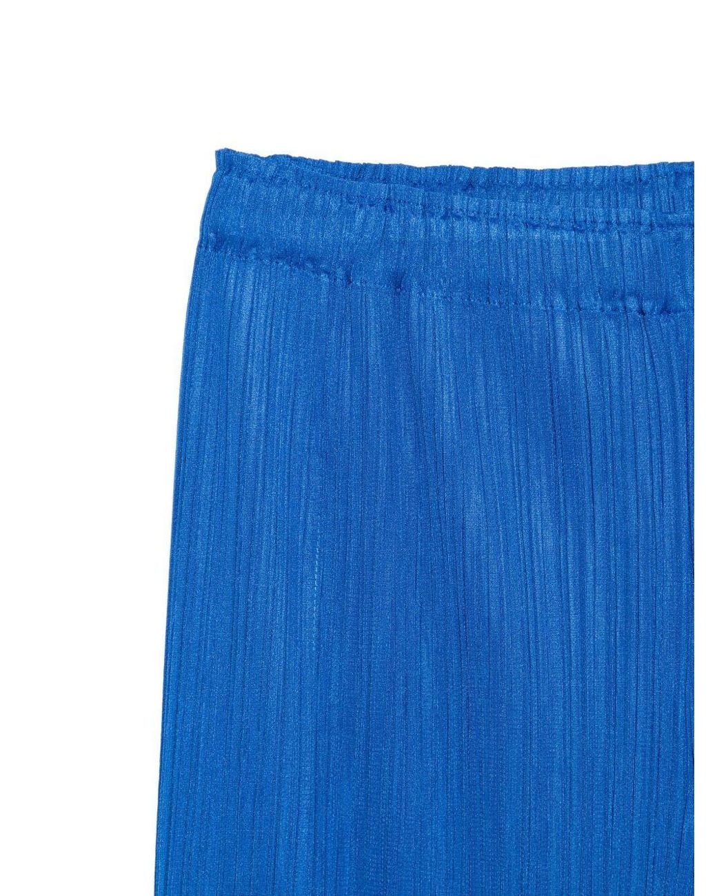 Pleats Please Issey Miyake Blue Pleated Straight Trousers
