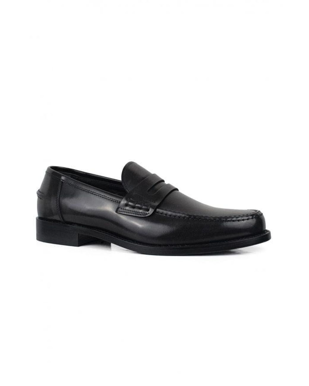 ALBERTO Black Leather Loafers for men