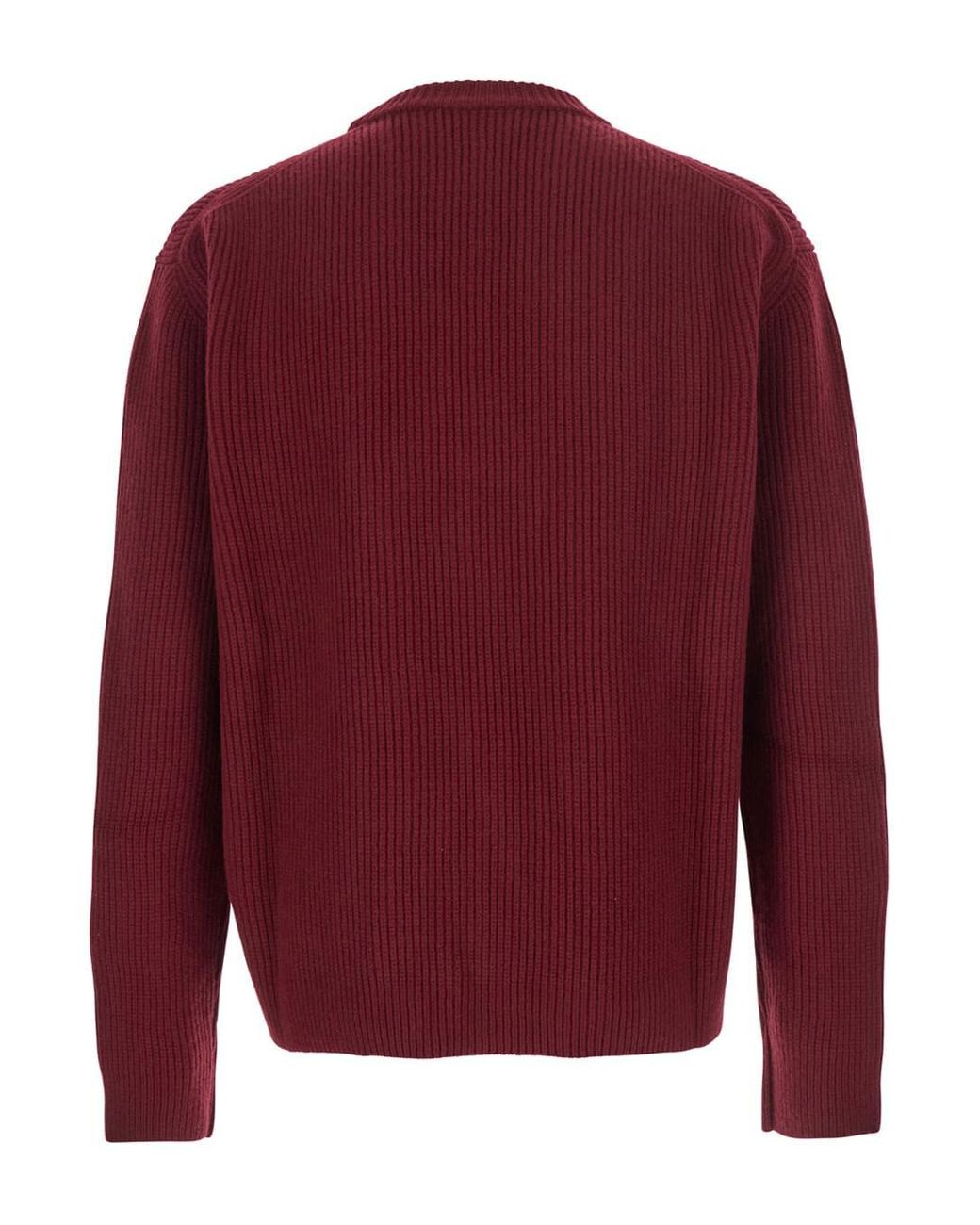 Gucci Red Bordeaux Crewneck Sweater With Logo Lettering Embroidery On The Front for men