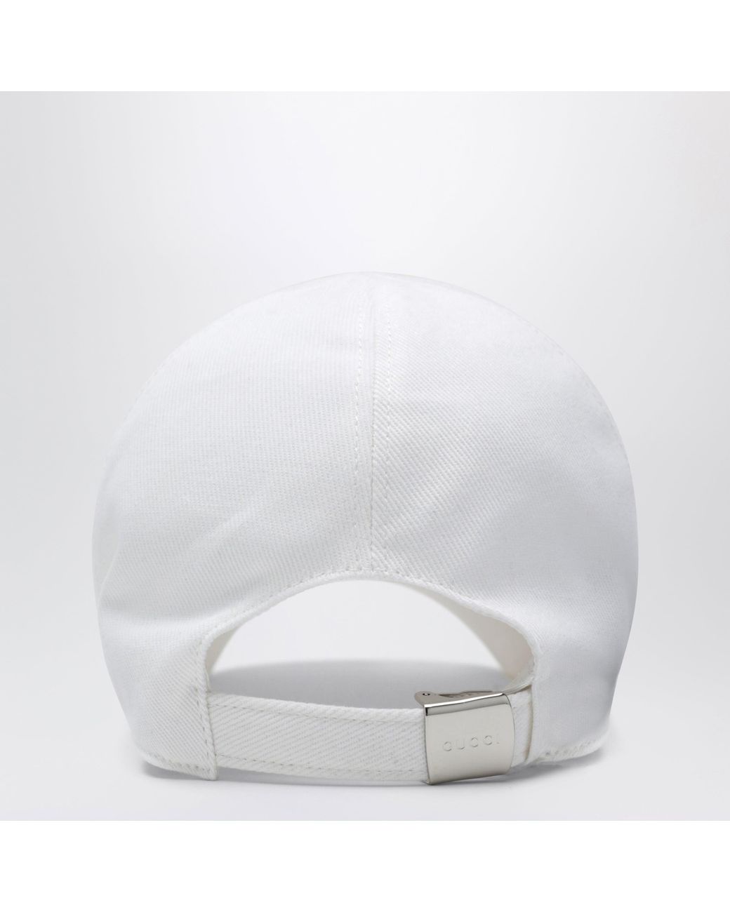Gucci White Baseball Cap With Crystal Logo