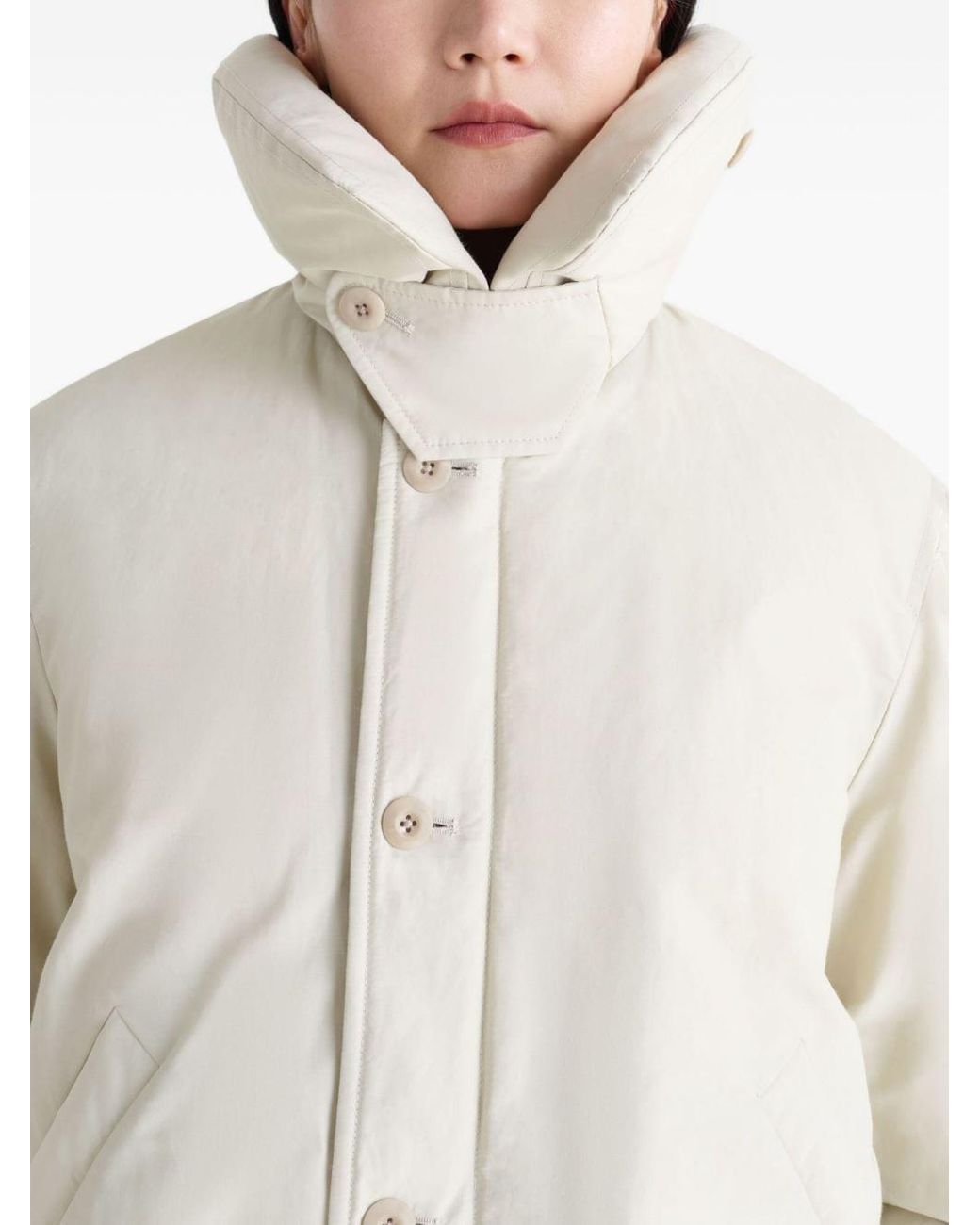 Lemaire White Boxy Short Puffer Jacket