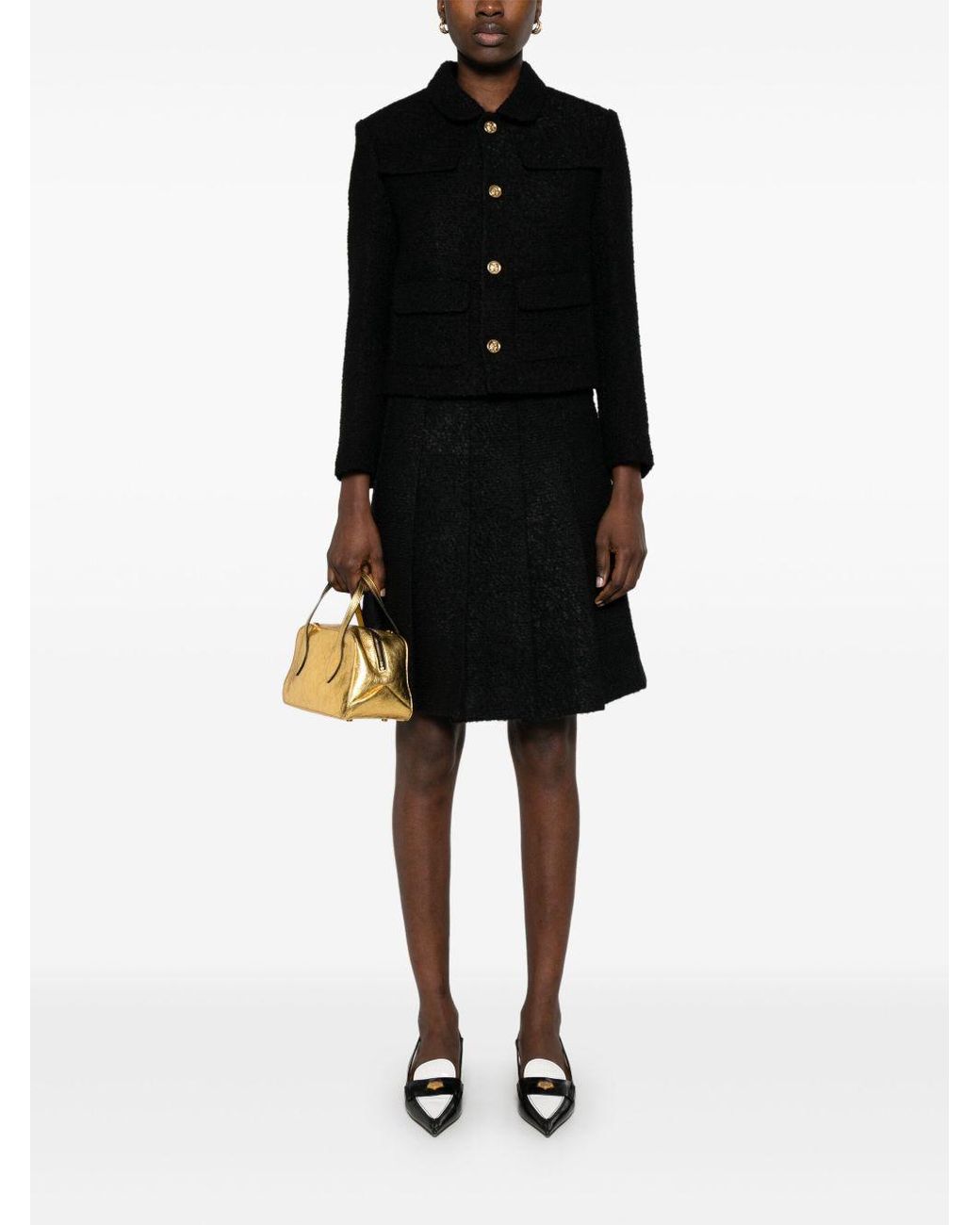 Céline Black Wool Pleated Skirt